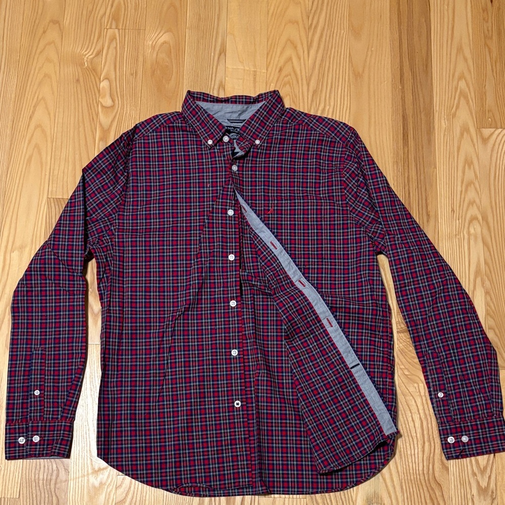 Nautica Men's Casual Plaid Shirt - Red and Black